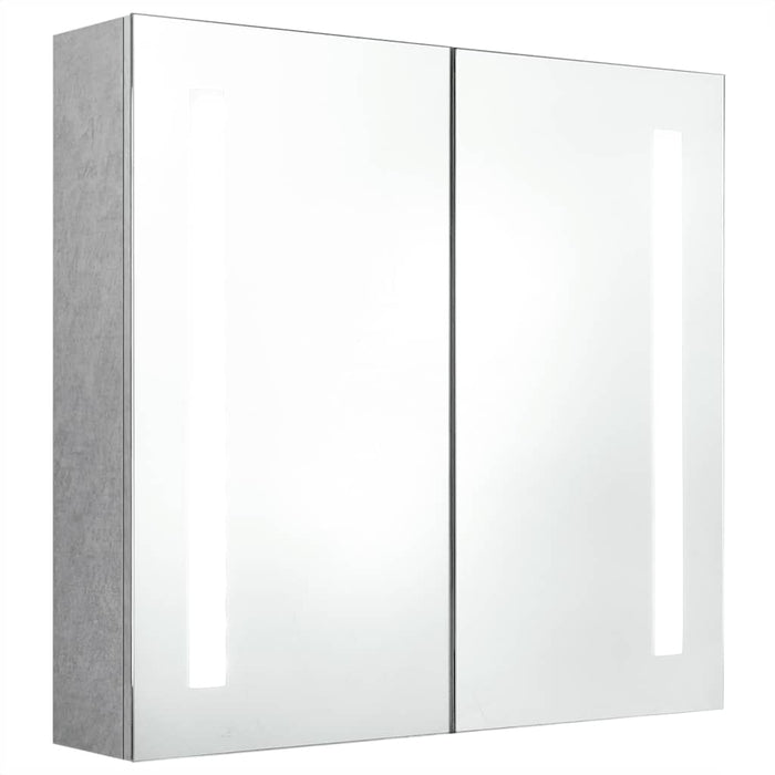 Dulap de baie cu oglindă și LED, gri beton, 62x14x60 cm - WALTI WALTI