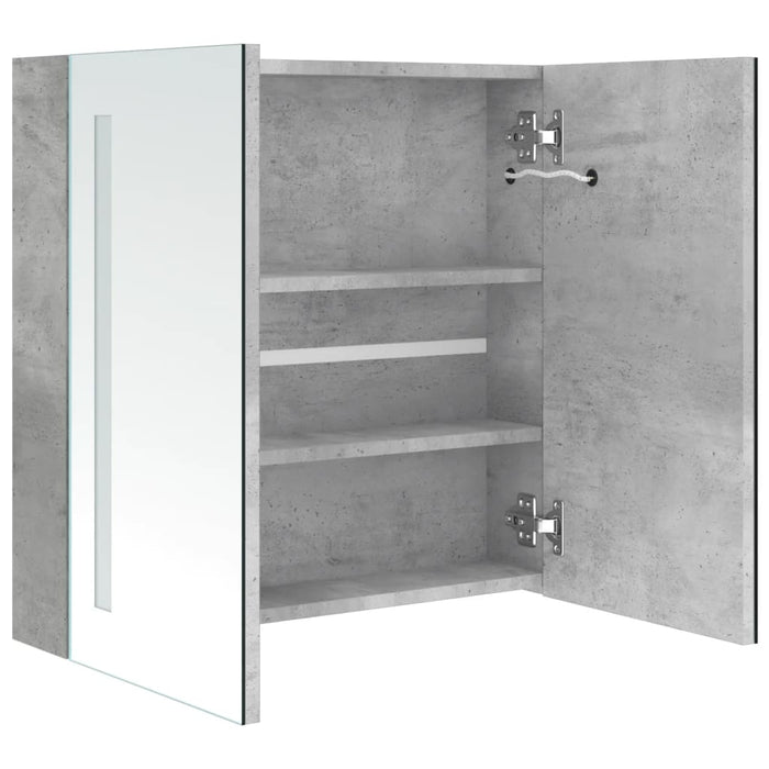 Dulap de baie cu oglindă și LED, gri beton, 62x14x60 cm - WALTI WALTI