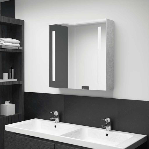 Dulap de baie cu oglindă și LED, gri beton, 62x14x60 cm - WALTI WALTI