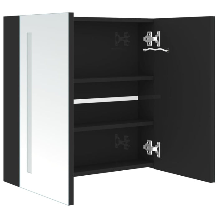 Dulap de baie cu oglindă și LED negru strălucitor 62x14x60 cm - WALTI WALTI