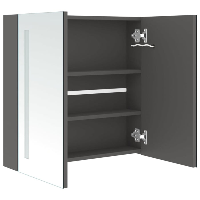 Dulap de baie cu oglindă și LED, gri, 62x14x60 cm WALTI