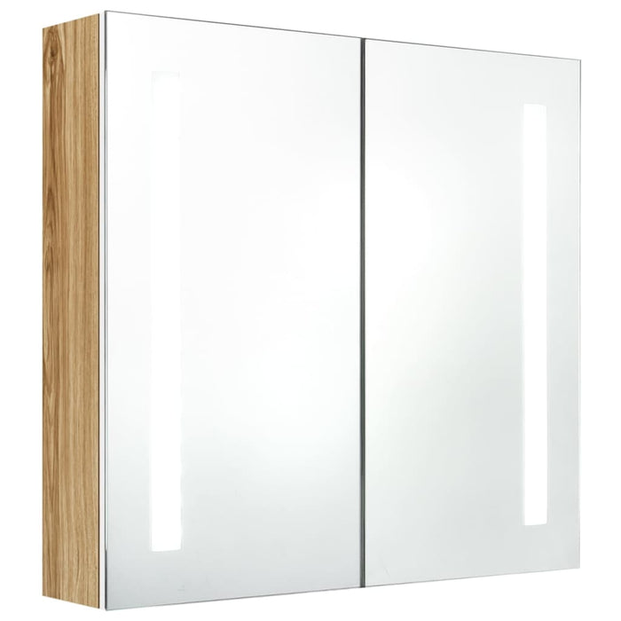 Dulap de baie cu oglindă și LED, alb și stejar, 62x14x60 cm - WALTI WALTI