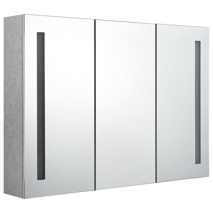 Dulap de baie cu oglindă și LED, gri beton, 89x14x62 cm - WALTI WALTI