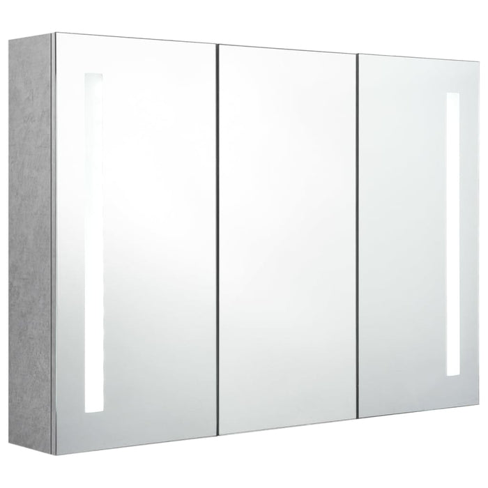Dulap de baie cu oglindă și LED, gri beton, 89x14x62 cm - WALTI WALTI