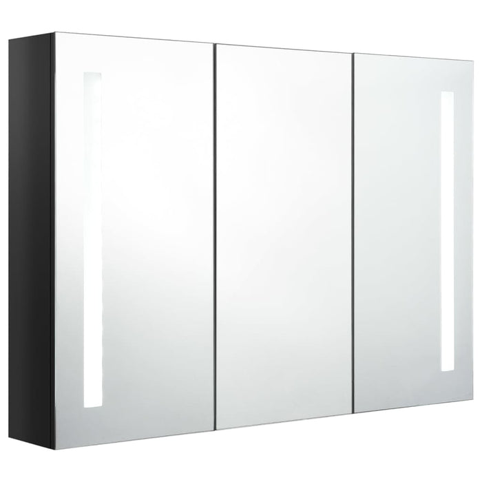 Dulap de baie cu oglindă și LED, negru strălucitor, 89x14x62 cm - WALTI WALTI