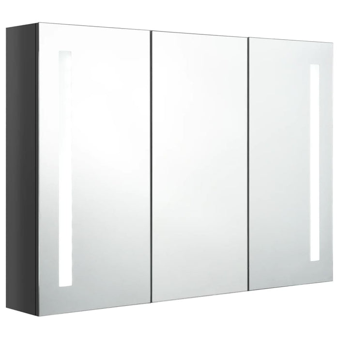 Dulap de baie cu oglindă și LED, gri strălucitor, 89x14x62 cm - WALTI WALTI