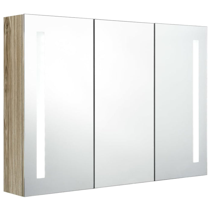 Dulap de baie cu oglindă și LED, stejar, 89x14x62 cm - WALTI WALTI