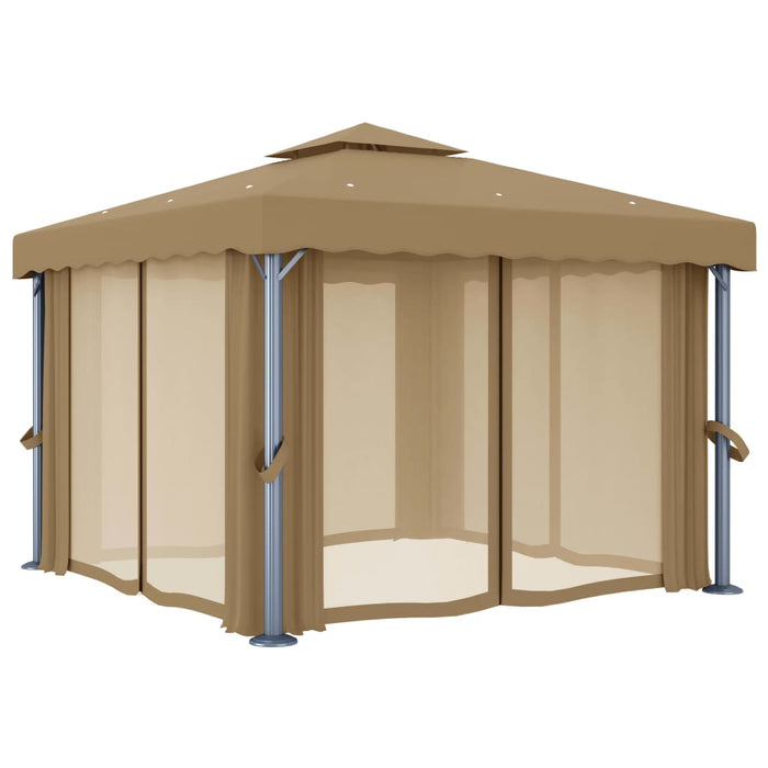 Pavilion cu perdea, gri taupe, 3x3 m, aluminiu - WALTI WALTI