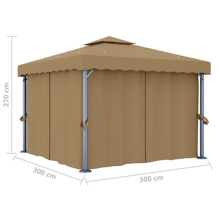 Pavilion cu perdea, gri taupe, 3x3 m, aluminiu - WALTI WALTI