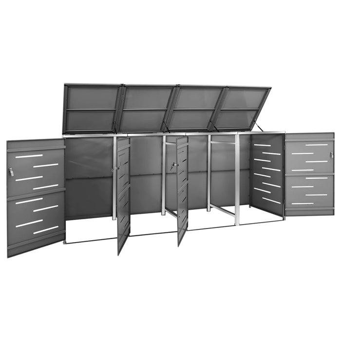 Magazie pentru patru pubele 276,5x77,5x112,5 cm oțel inoxidabil - WALTI WALTI