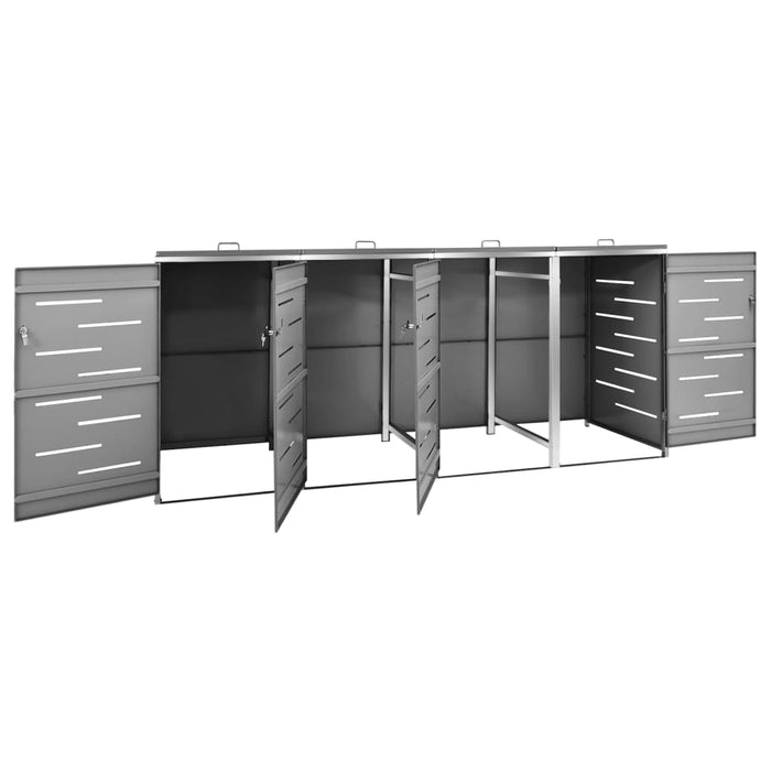 Magazie pentru patru pubele 276,5x77,5x112,5 cm oțel inoxidabil - WALTI WALTI