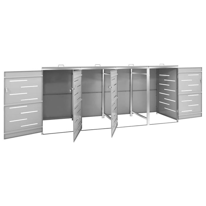 Magazie pentru patru pubele 276,5x77,5x112,5 cm oțel inoxidabil - WALTI WALTI