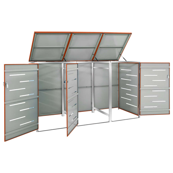 Magazie pentru trei pubele, 207x77,5x112,5 cm, oțel inoxidabil - WALTI WALTI