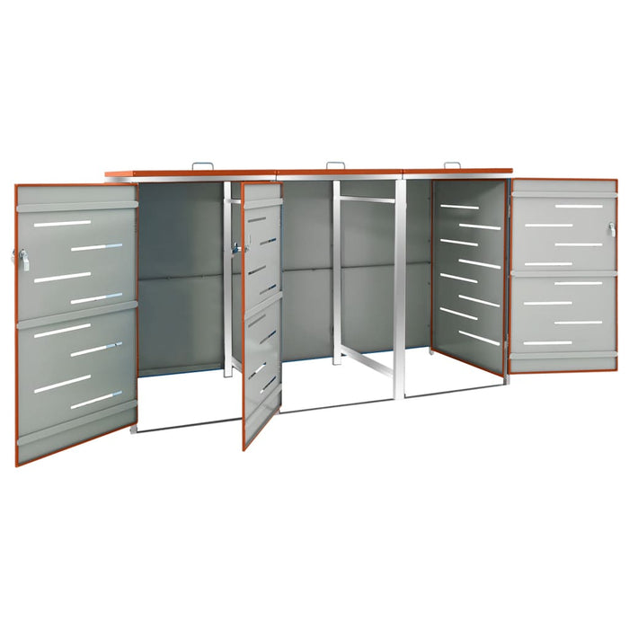 Magazie pentru trei pubele, 207x77,5x112,5 cm, oțel inoxidabil - WALTI WALTI