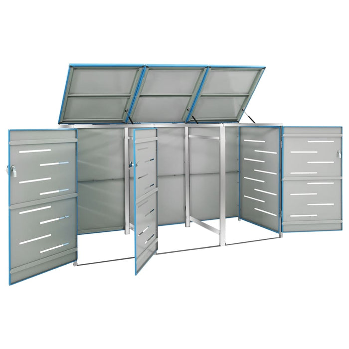 Magazie pentru trei pubele, 207x77,5x115 cm, oțel inoxidabil WALTI