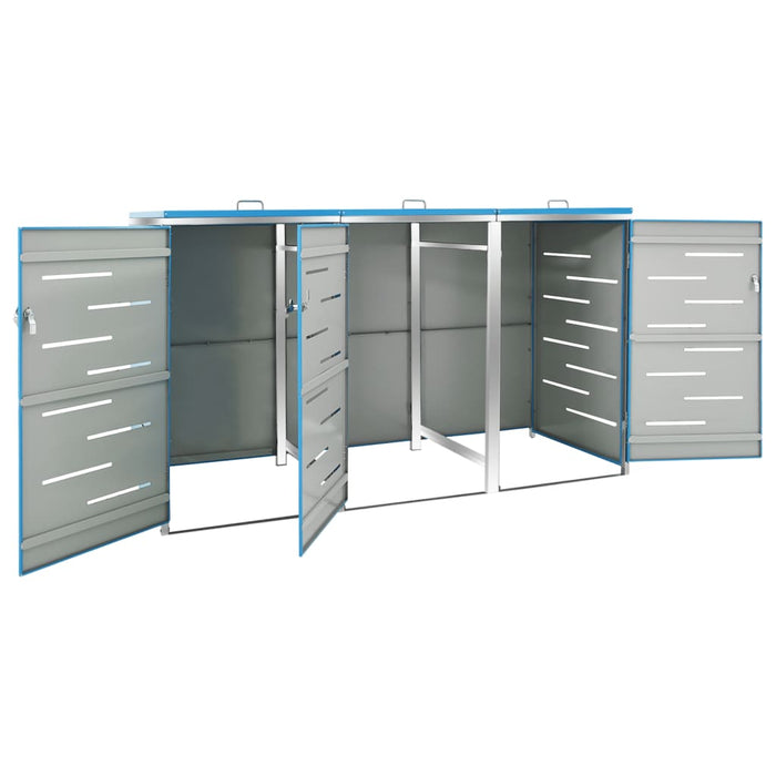 Magazie pentru trei pubele, 207x77,5x115 cm, oțel inoxidabil WALTI