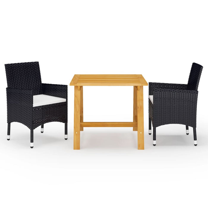 Set de masă pentru grădină, 3 piese, negru WALTI