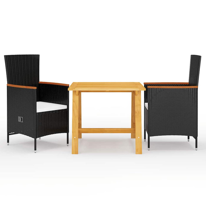 Set de masă pentru grădină, 3 piese, negru WALTI