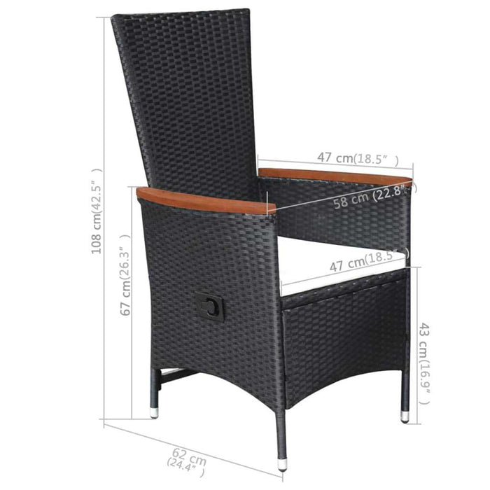 Set de masă pentru grădină, 3 piese, negru WALTI