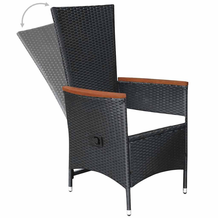 Set de masă pentru grădină, 3 piese, negru WALTI