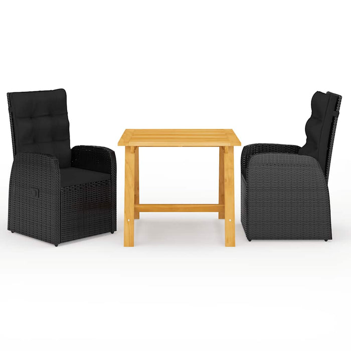 Set de masă pentru grădină, 3 piese, negru - WALTI WALTI