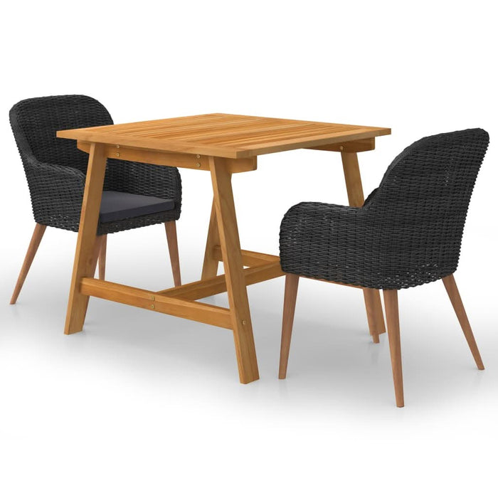 Set de masă pentru grădină, 3 piese, negru - WALTI WALTI