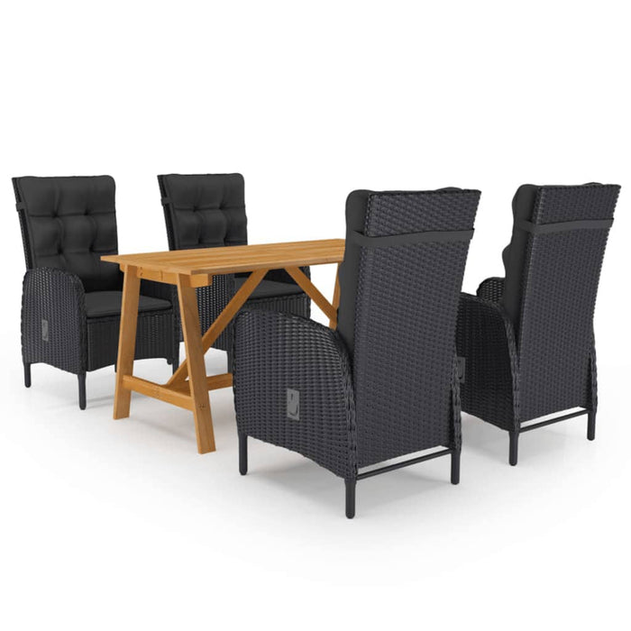 Set de masă pentru grădină, 5 piese, negru WALTI