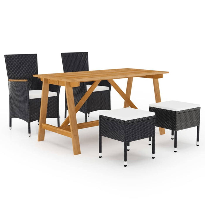 Set mobilier de grădină, 5 piese, negru WALTI