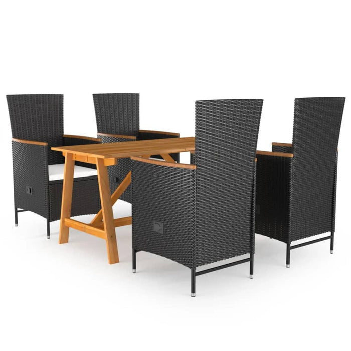 Set de masă pentru grădină, 5 piese, negru WALTI
