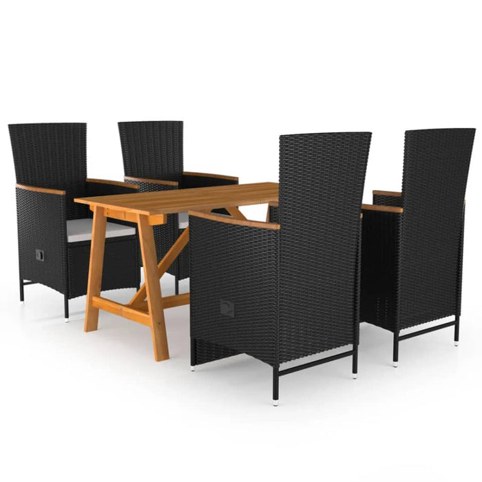 Set de masă pentru grădină, 5 piese, negru - WALTI WALTI