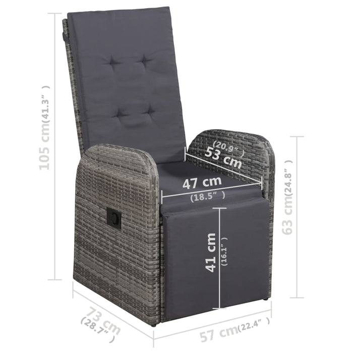 Set de masă pentru grădină, 5 piese, gri WALTI
