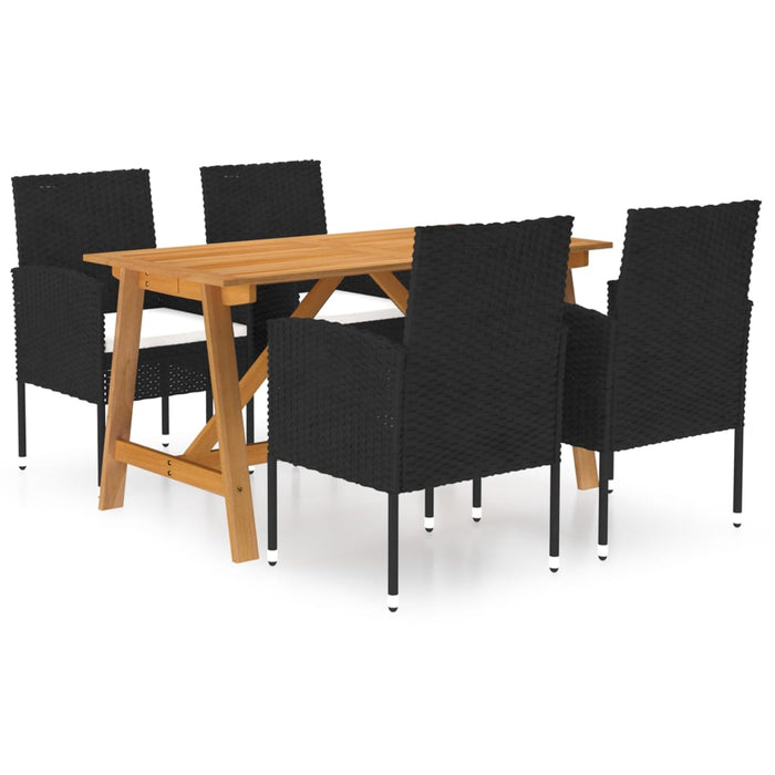 Set de masă pentru grădină, 5 piese, negru WALTI