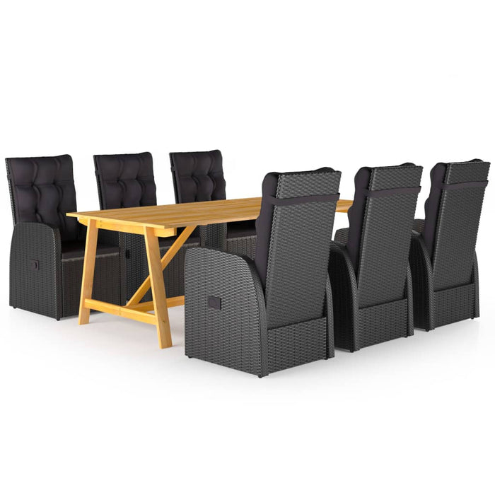 Set de masă pentru grădină, 7 piese, negru - WALTI WALTI