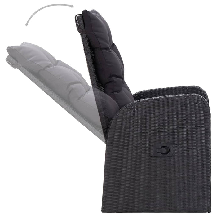 Set de masă pentru grădină, 7 piese, negru - WALTI WALTI