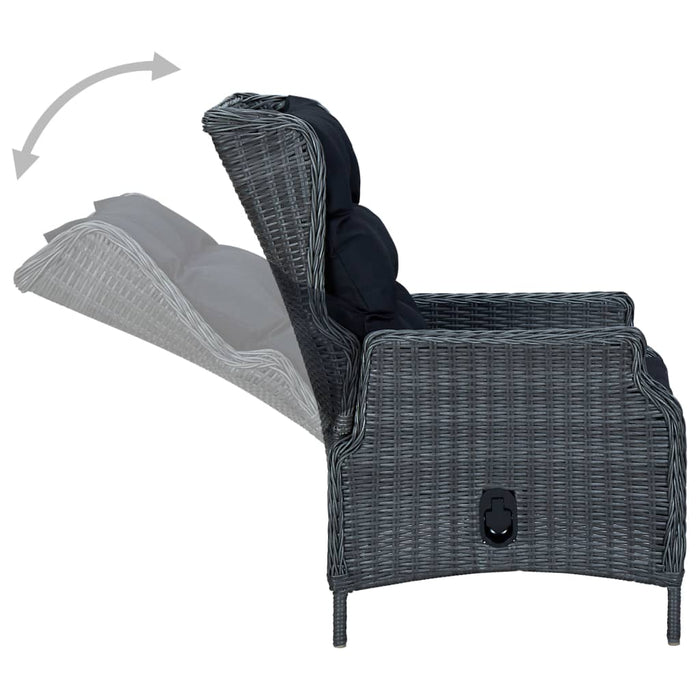 Set de masă pentru grădină, 7 piese, gri închis - WALTI WALTI