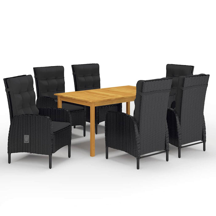 Set de masă pentru grădină, 7 piese, negru WALTI