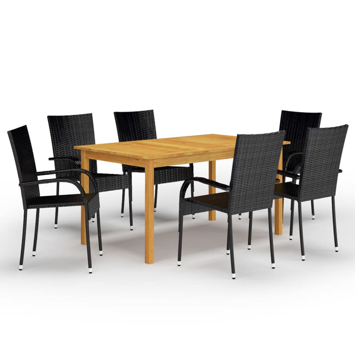 Set mobilier pentru grădină, 7 piese, negru WALTI