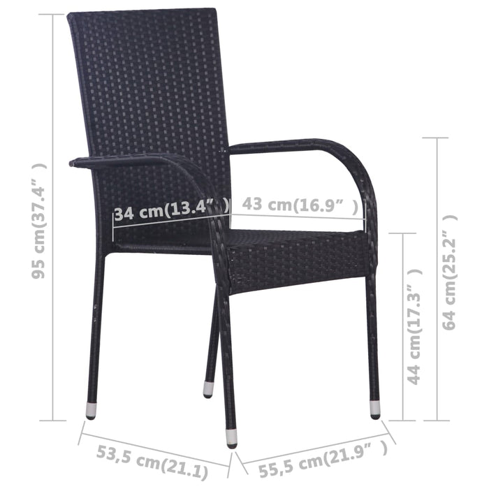 Set mobilier pentru grădină, 7 piese, negru WALTI