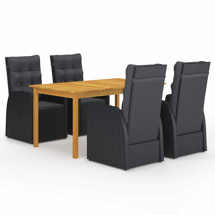 Set de masă pentru grădină, 5 piese, negru WALTI