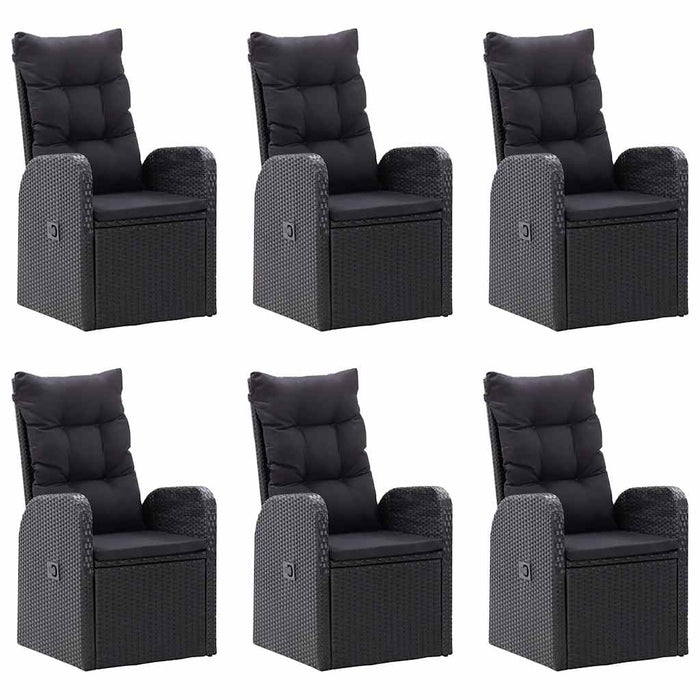 Set de masă pentru grădină, 7 piese, negru WALTI