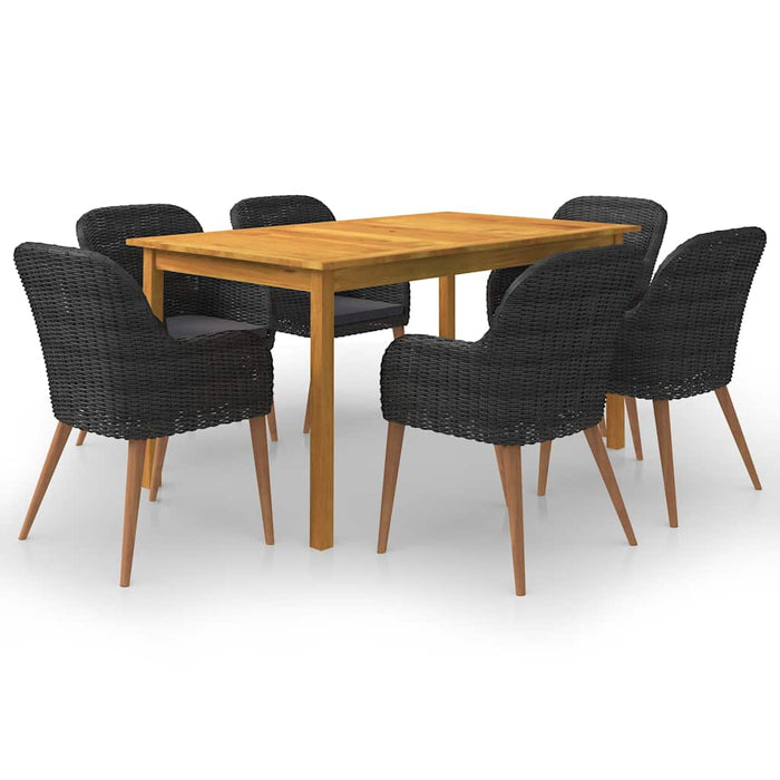 Set mobilier de grădină, 7 piese, negru WALTI