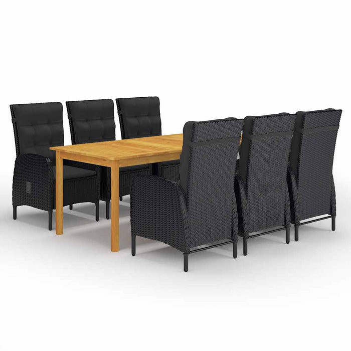 Set de masă pentru grădină, 7 piese, negru WALTI