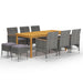 Set mobilier de grădină, 11 piese, gri - WALTI WALTI
