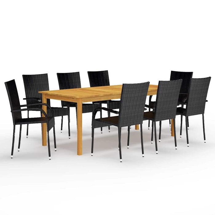 Set mobilier de grădină, 9 piese, negru WALTI