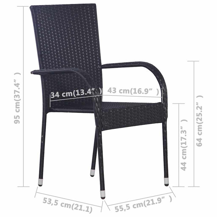 Set mobilier de grădină, 9 piese, negru WALTI