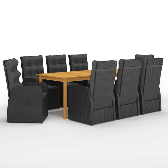 Set mobilier de grădină, 9 piese, negru WALTI
