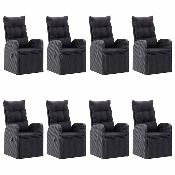Set mobilier de grădină, 9 piese, negru WALTI