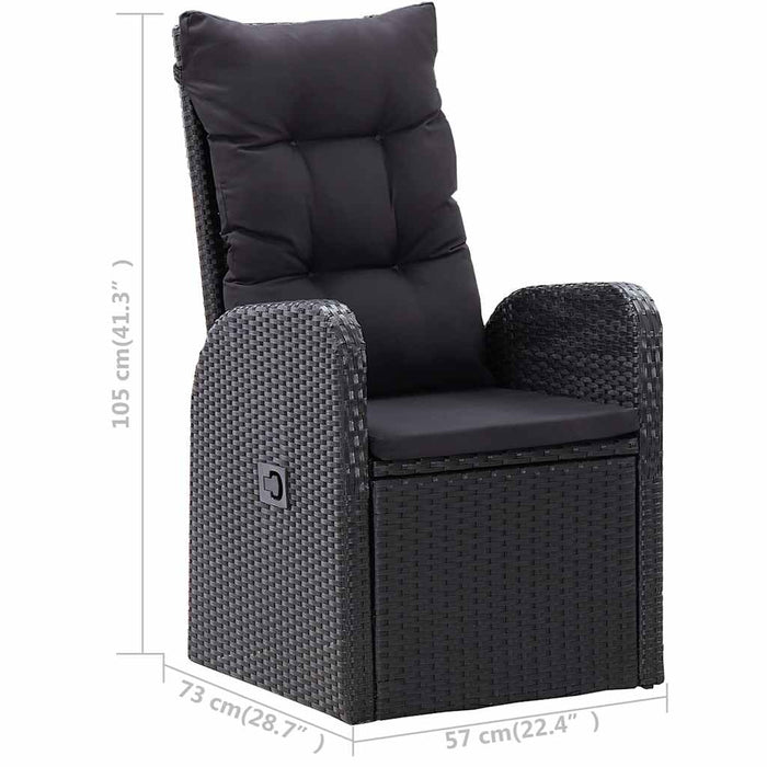 Set mobilier de grădină, 9 piese, negru WALTI