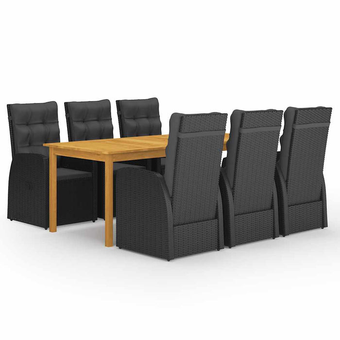 Set mobilier pentru grădină, 7 piese, negru WALTI