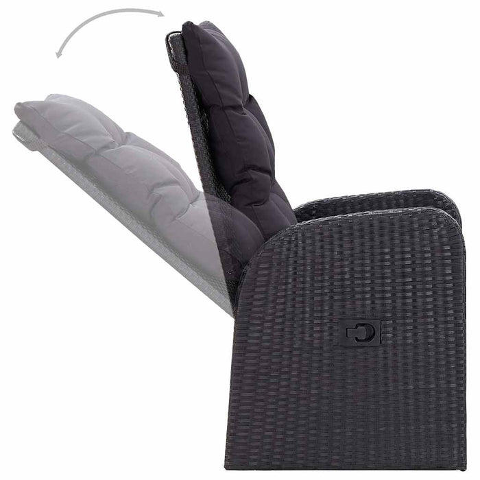 Set mobilier pentru grădină, 7 piese, negru WALTI